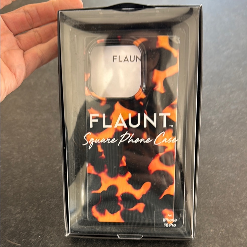 Flaunt Black and Orange Square Phone Case for iPhone 15 Pro